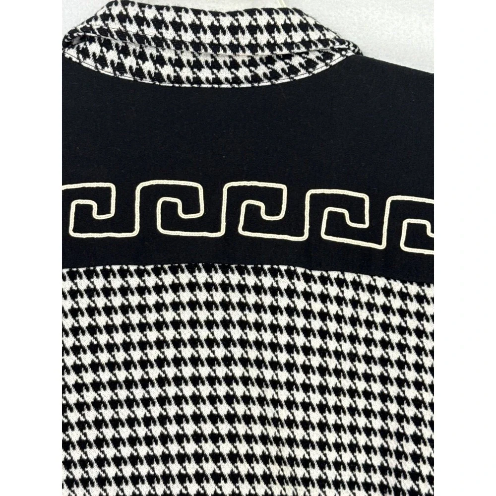 Vintage Sunny Sport Black White Houndstooth Jacket Greek Key Cropped‎ Blazer M